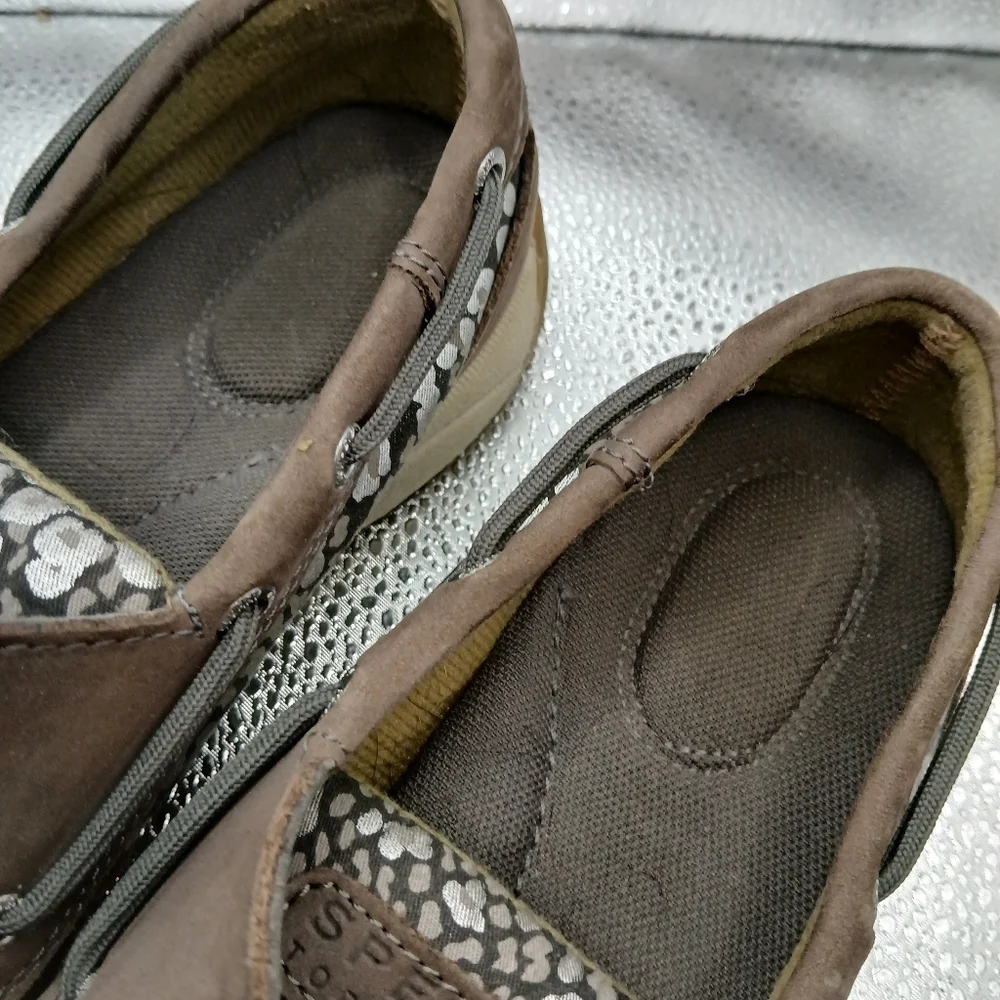 Sperry Brown & Silver Leather Topsiders Women's Size 7.5